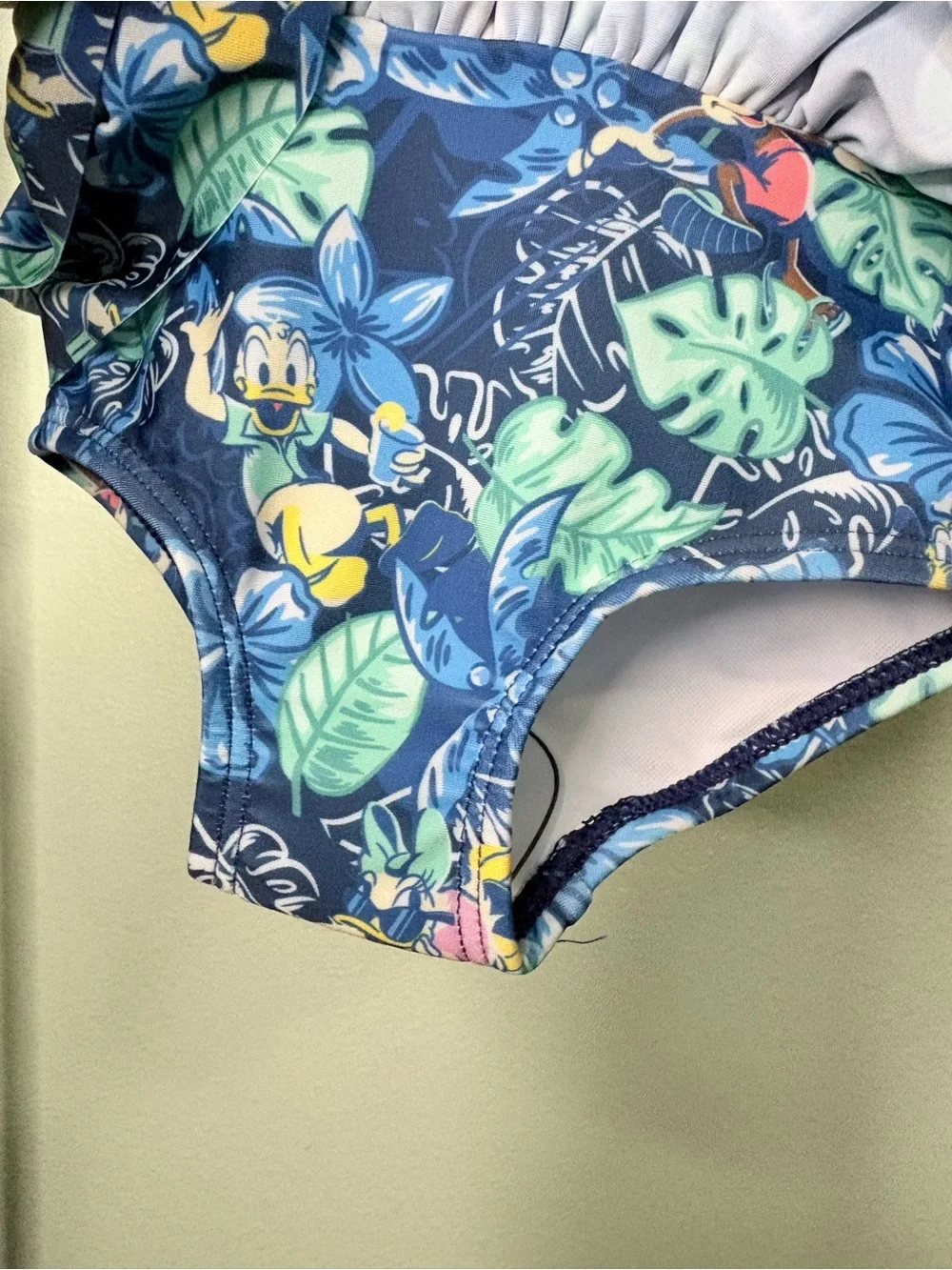 NWT Disney Baby Mickey Mouse Blue Tropical Floral Tiered Ruffle Swimsuit Size 0-
